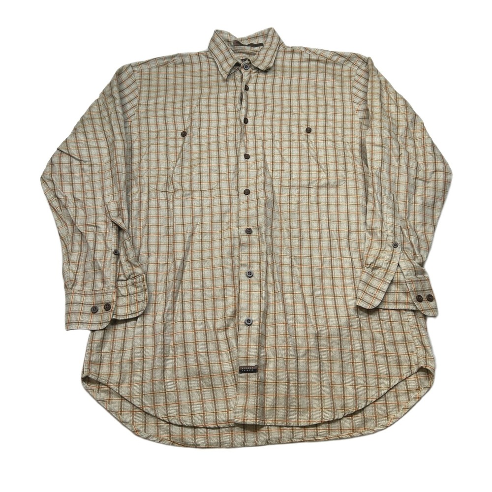 Robert Talbott Shirt Mens Medium‎ Brown Plaid Button Down Long Sleeve Casual